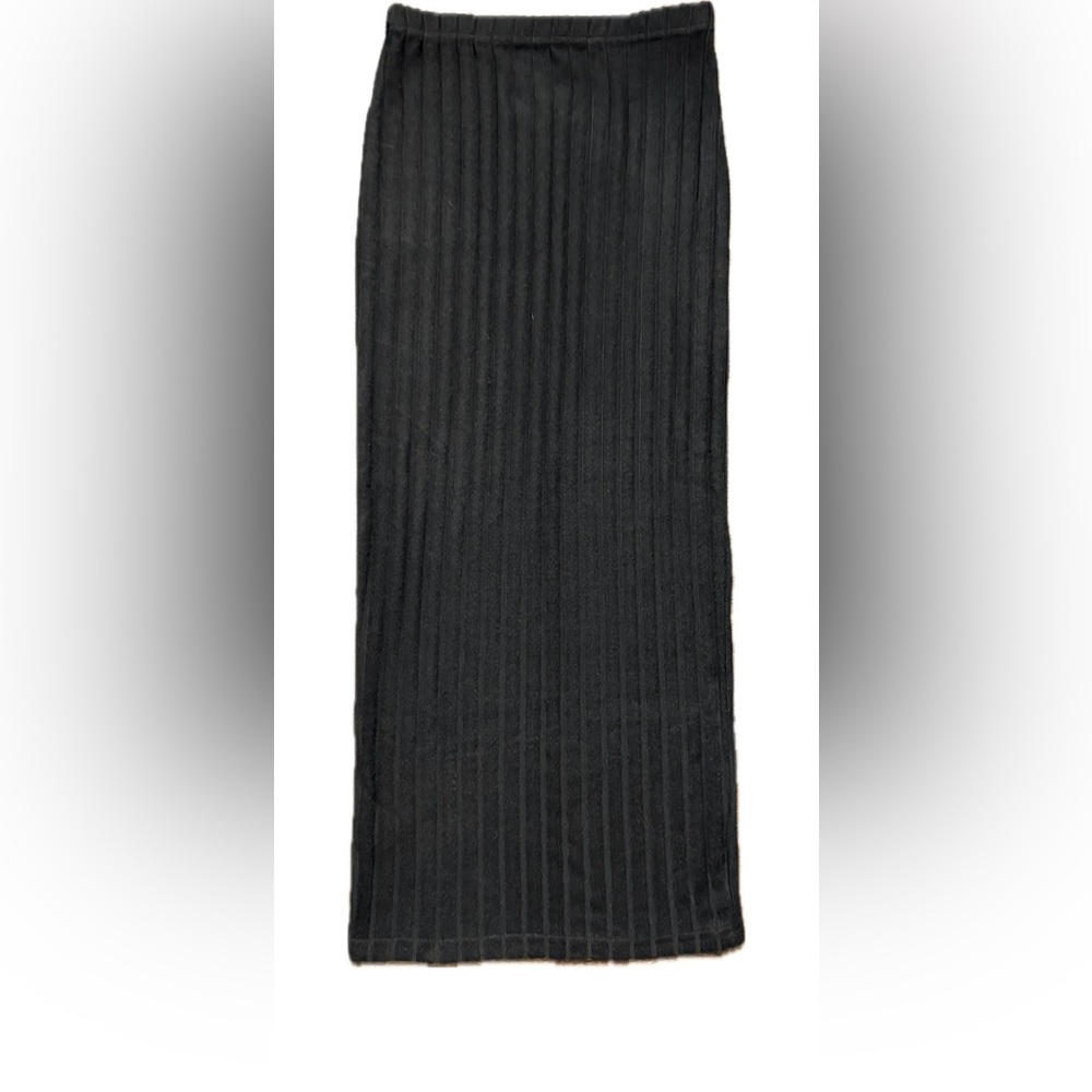 Black Ribbed Pencil Maxi Skirt - Picture 5 of 9